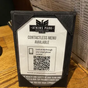 Contactless Menu option