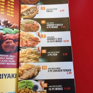 menu and prices