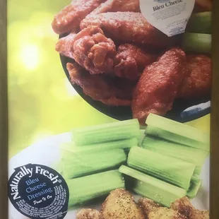 chicken wings and celery sticks