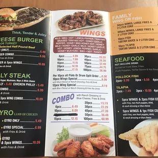 a menu for a restaurant
