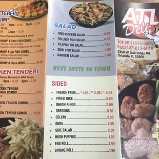 a menu for a restaurant