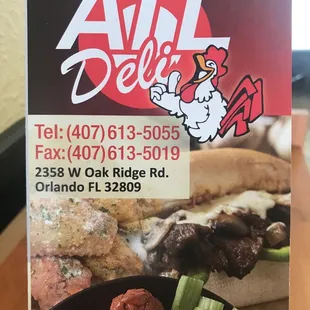 a menu for a restaurant