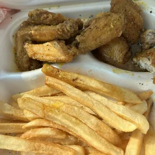 Honey lemon pepper wings and fries