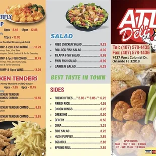 updated menu as of 3/1/22