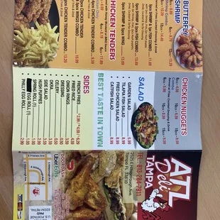 chicken wings and fried chicken, menu