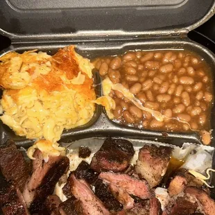 Tips (rib tips), Macaroni and Cheese, Caribbean BBQ Baked Beans