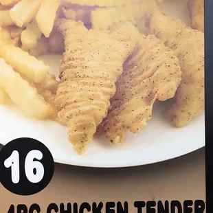 chicken tender side drink and fries