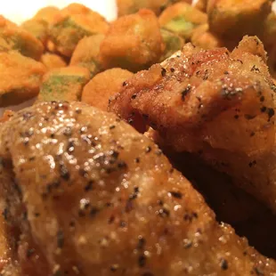 Honey garlic herb Wing with okra