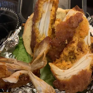 Wing and chicken sandwich