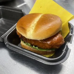Lucky's spicy chicken sandwich