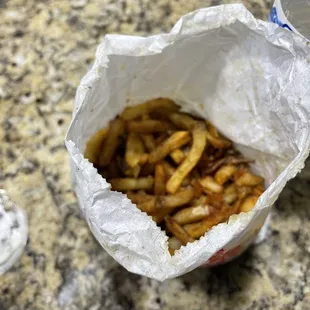 french fries in a paper bag