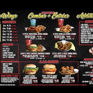 a menu for a fast food restaurant