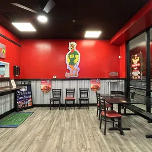 the inside of a fast food restaurant