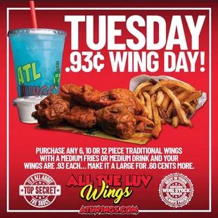 a flyer for a wing day