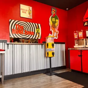 the interior of a fast food restaurant