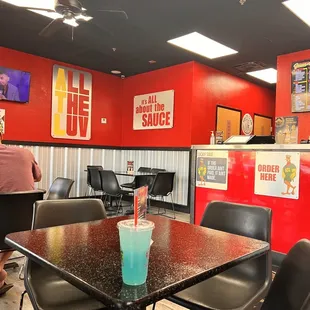 the inside of a restaurant