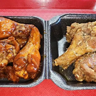 Honey Habanero on the left. Garlic Parm on the right.