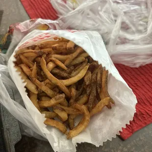 Bottom of the bucket Large French Fries