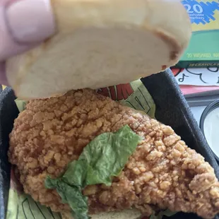 Spicey chicken sandwiches/ lettuce