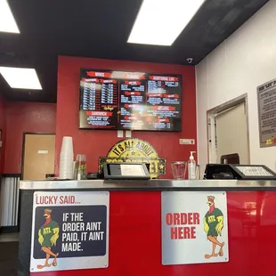 Menu and order area.