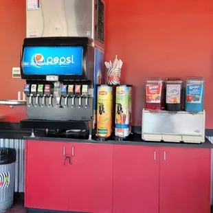 a coffee machine and other food items