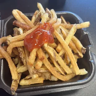 Regular fries, yes ketchup on top