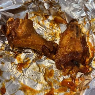 Not the most appetizing picture but the original picture I took before digging in was blurry. Honey habanero wings