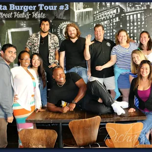 Burger Tour #3 - Group pic @ Cypress Street. Everyone insisted I lay across the center :-p