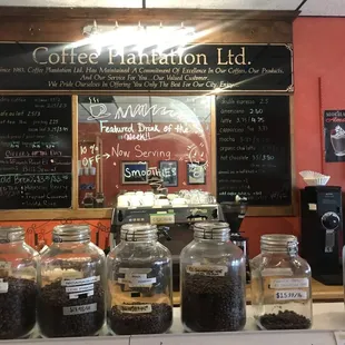 coffee beans in jars