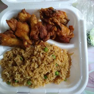 Honey Hot Buffalo Wings + Fried Rice