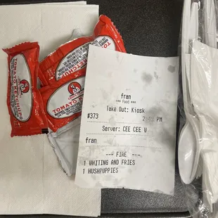 To Go sealed in bag with ketchup