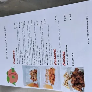 the menu for the restaurant