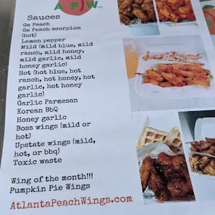 the menu for the restaurant