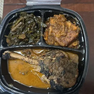 Lemon pepper turkey leg with collards and yams