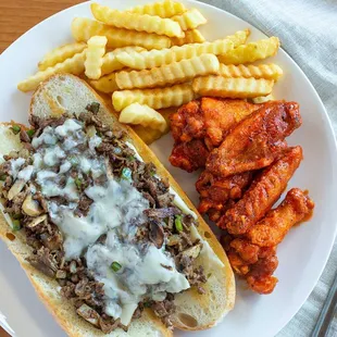 Steak Philly and 6 Piece Wings Combo