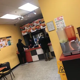 the inside of a fast food restaurant