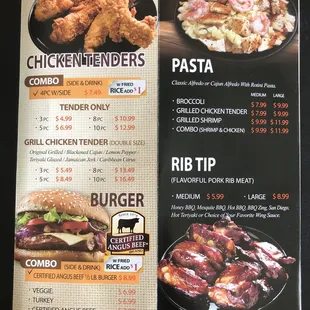 menu, chicken wings and fried chicken