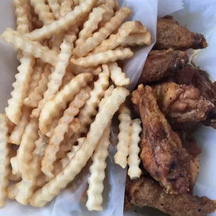 Butter lemon pepper wings and fries