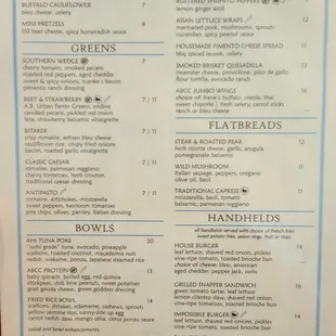 Lunch menu