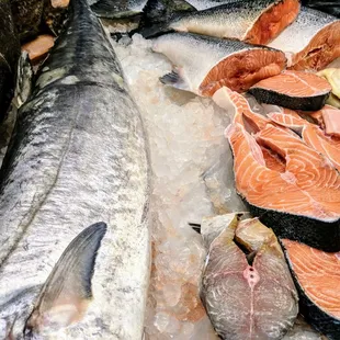 a variety of fish on ice