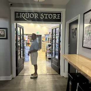 Entry to the liquor store from the restaurant.