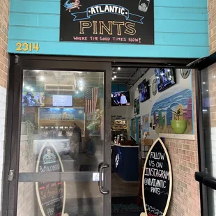 the entrance to the restaurant