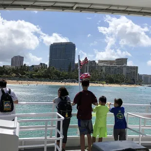 On the boat, on the way to the submarine!