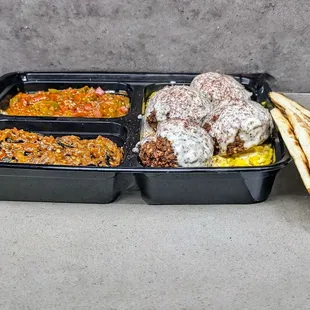 Falafel Plate with Zaalouk &amp; Tektouka (Vegan Dish)