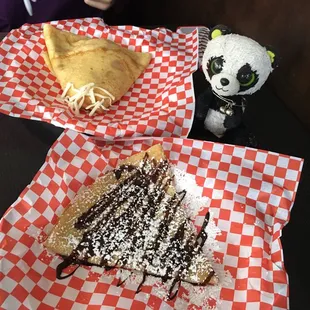 Breakfast crepe and Nutella crepe