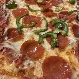 Pepperoni and green peppers