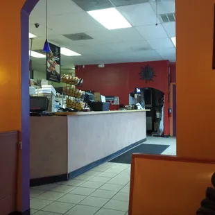 Front counter from the booth seats.