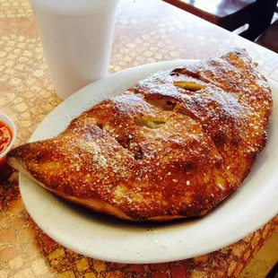 Ham &amp; mushroom calzone