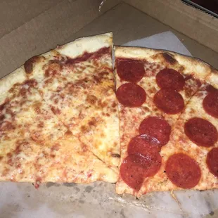 Pepperoni and cheese by the slice