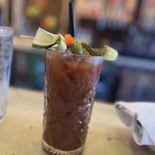 a bloody drink on a table